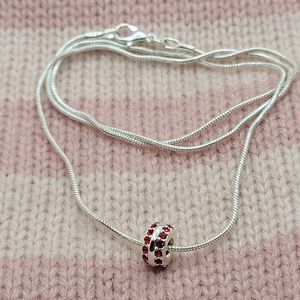 3/$30 🖤 Sterling Silver Necklace and Silver & Red Swarovski Crystal Charm Bead
